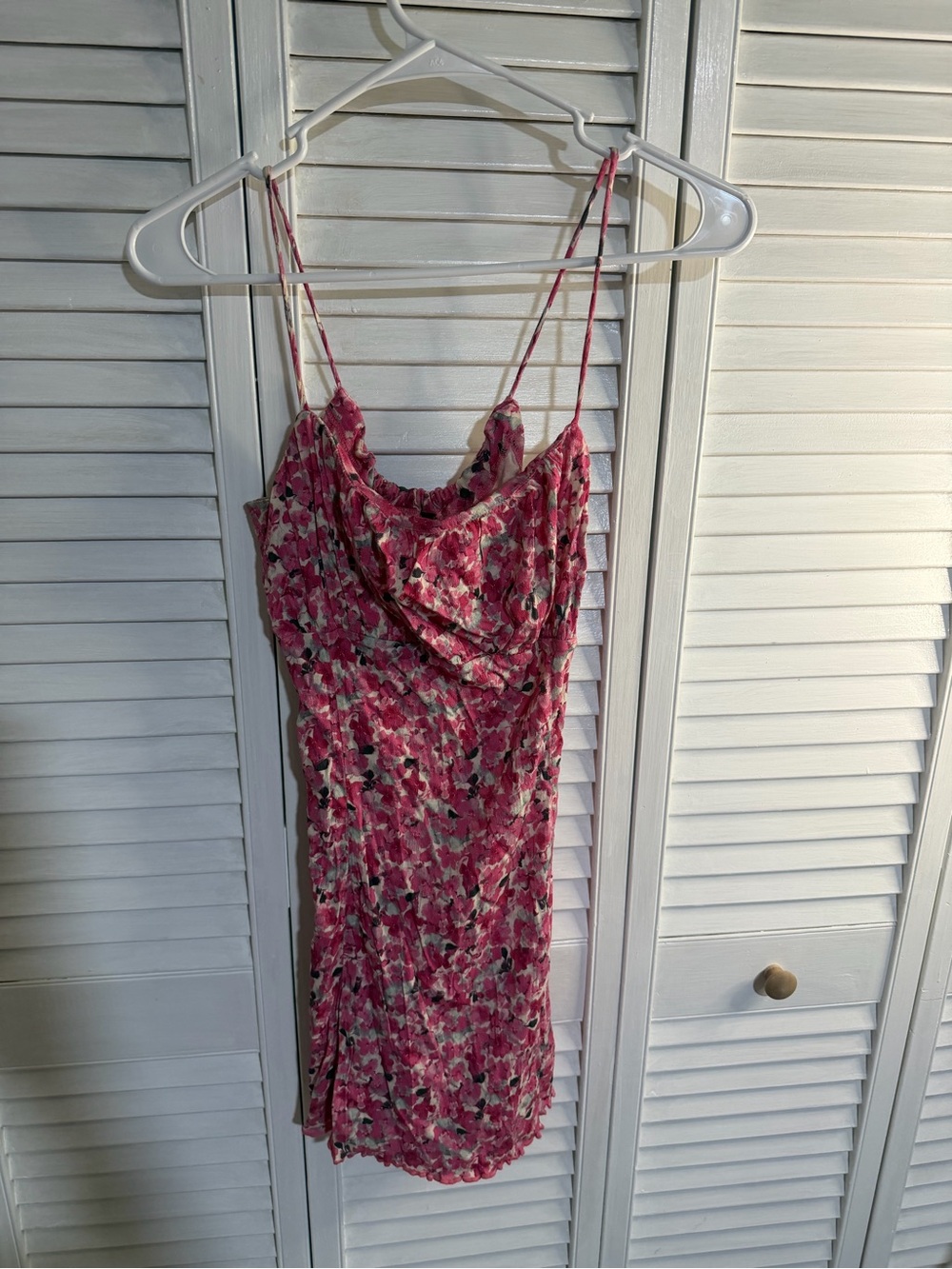 Free People Pink Floral Cowl Slip Mini Dress